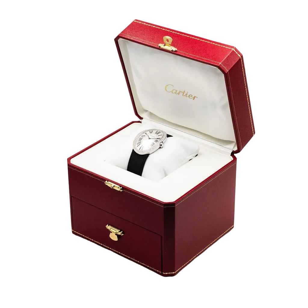 Montre CARTIER "Baignoire" XL en or blanc et diamants - Castafiore