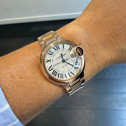 Montre CARTIER "Ballon Bleu" en or rose, argent, acier et saphir - Castafiore