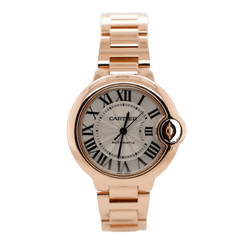 Montre CARTIER "Ballon Bleu" en or rose, argent, acier et saphir - Castafiore