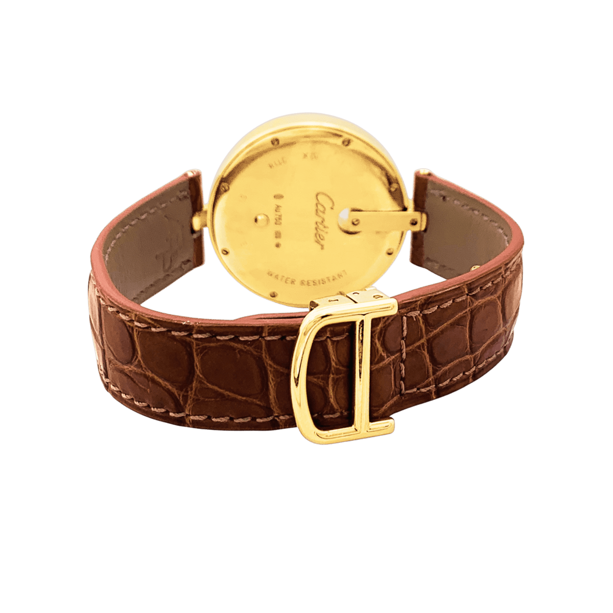 Montre CARTIER "Captive" en or jaune, acier, cuir et diamants - Castafiore