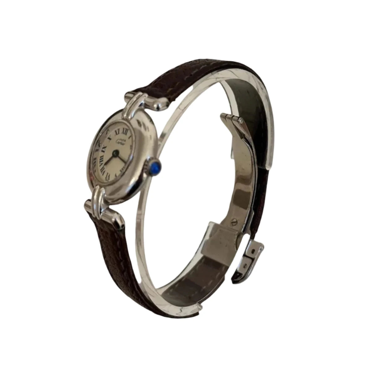Montre CARTIER "Colisée" en argent et cuir - Castafiore