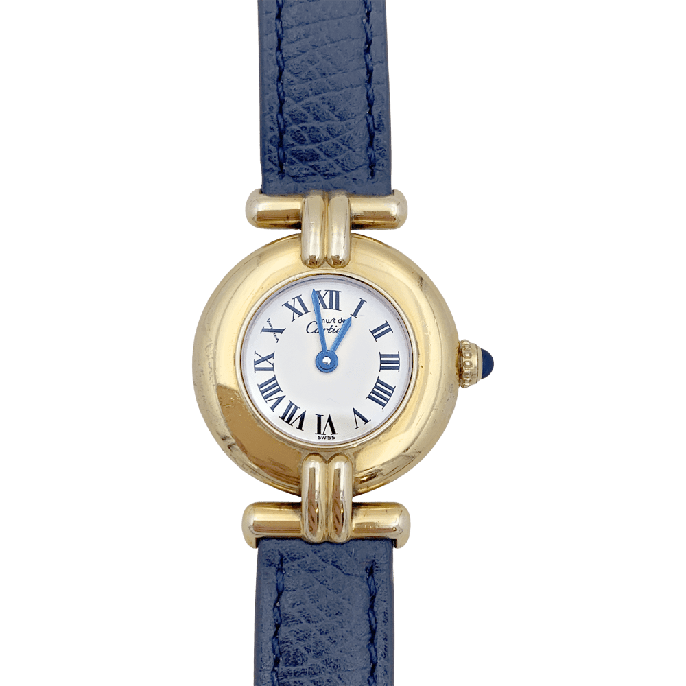 Montre CARTIER "Colisée Must" en argent, cuir et acier - Castafiore