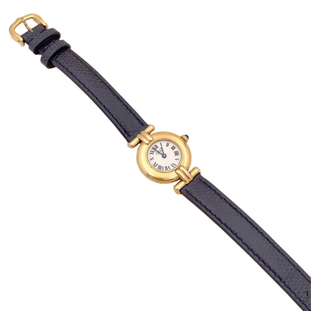 Montre CARTIER "Colisée Must" en argent, cuir et acier - Castafiore