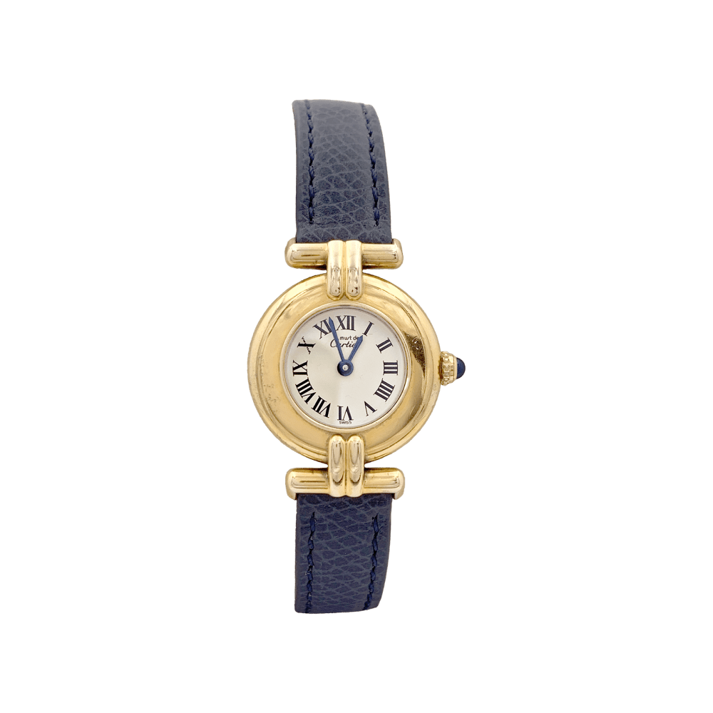 Montre CARTIER "Colisée Must" en argent, cuir et acier - Castafiore