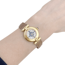 Montre CARTIER "Colisée Must" en argent, ivoire, vermeil, et cuir - Castafiore