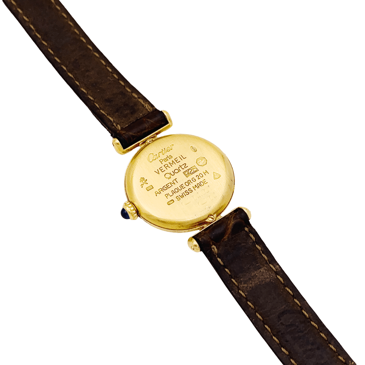 Montre CARTIER "Colisée Must" en argent, vermeil et cuir - Castafiore