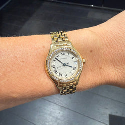 Montre CARTIER "Cougar" en or jaune, acier, saphir et diamants - Castafiore