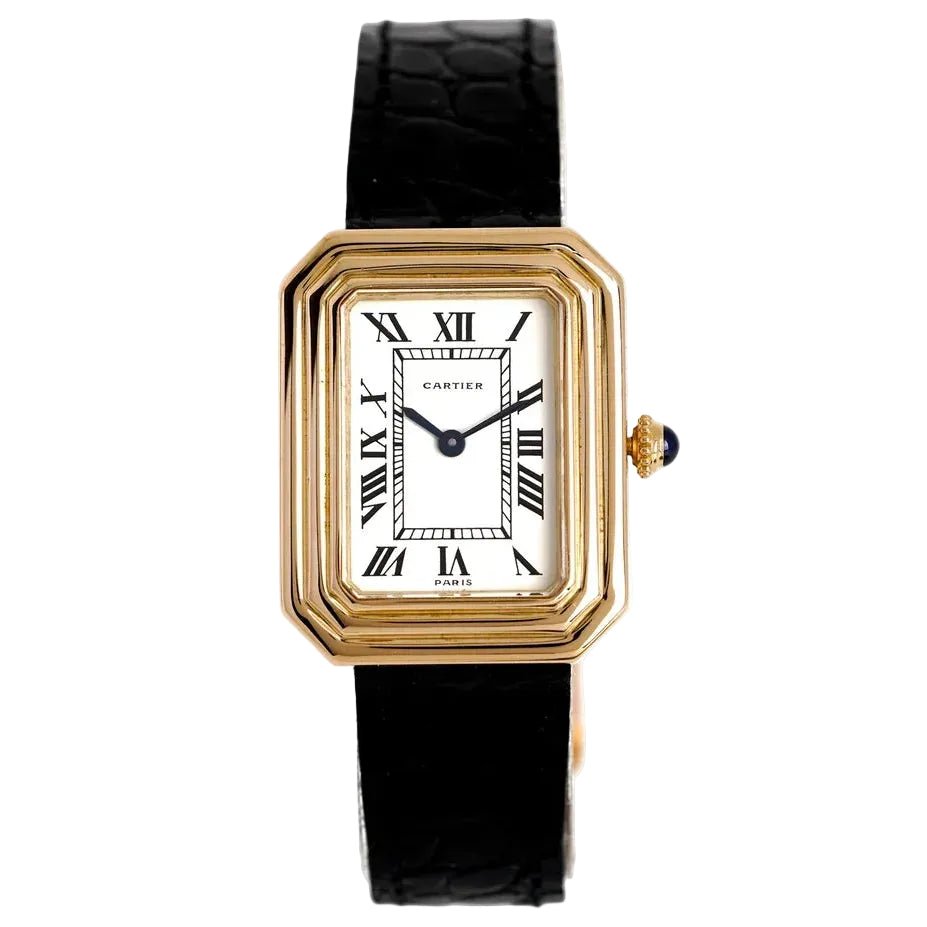 Montre CARTIER "Cristallor" en or jaune, or rose et cuir - Castafiore