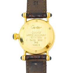 Montre CARTIER "Diabolo" en or jaune, cuir et saphir - Castafiore