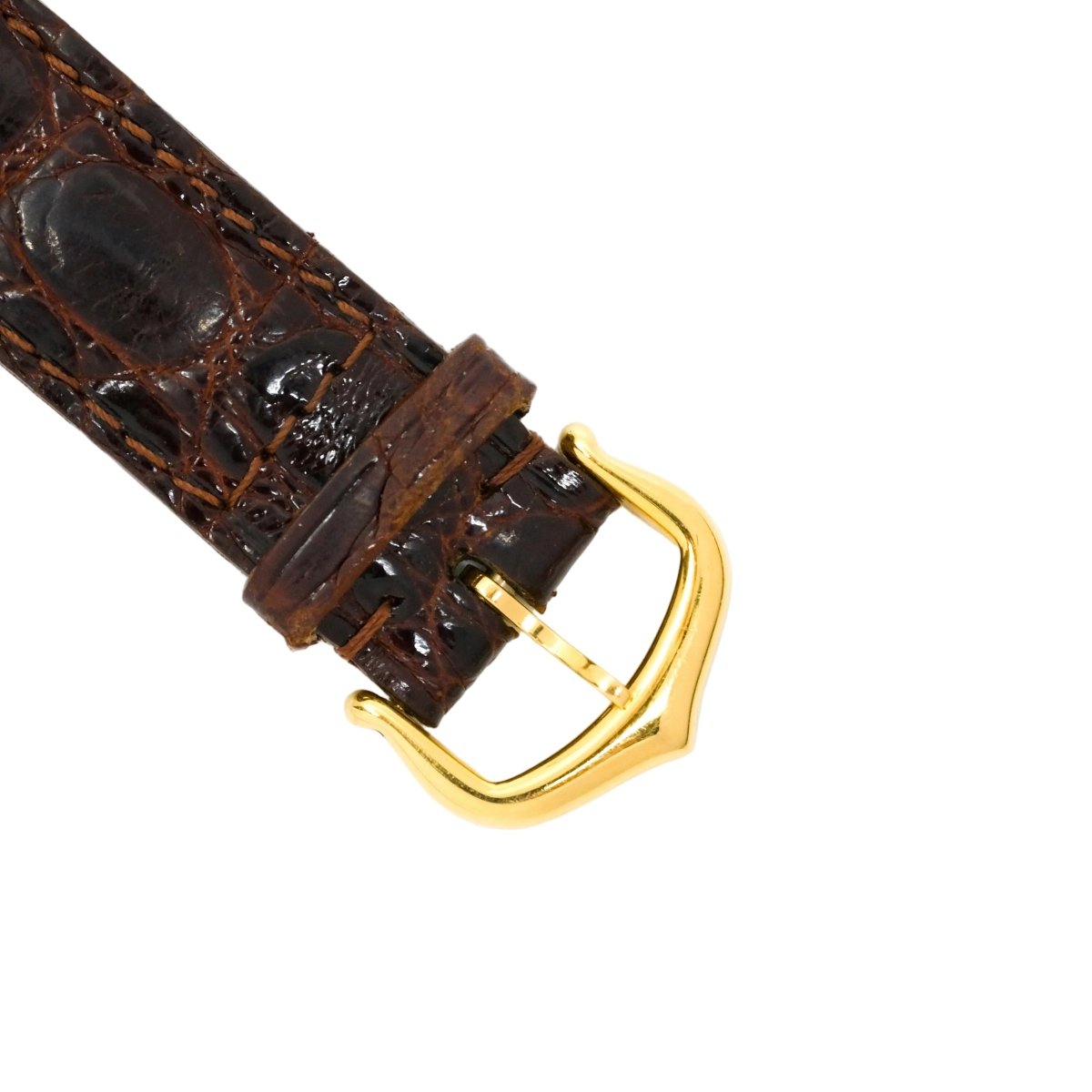 Montre CARTIER "Diabolo" en or jaune, cuir et saphir - Castafiore