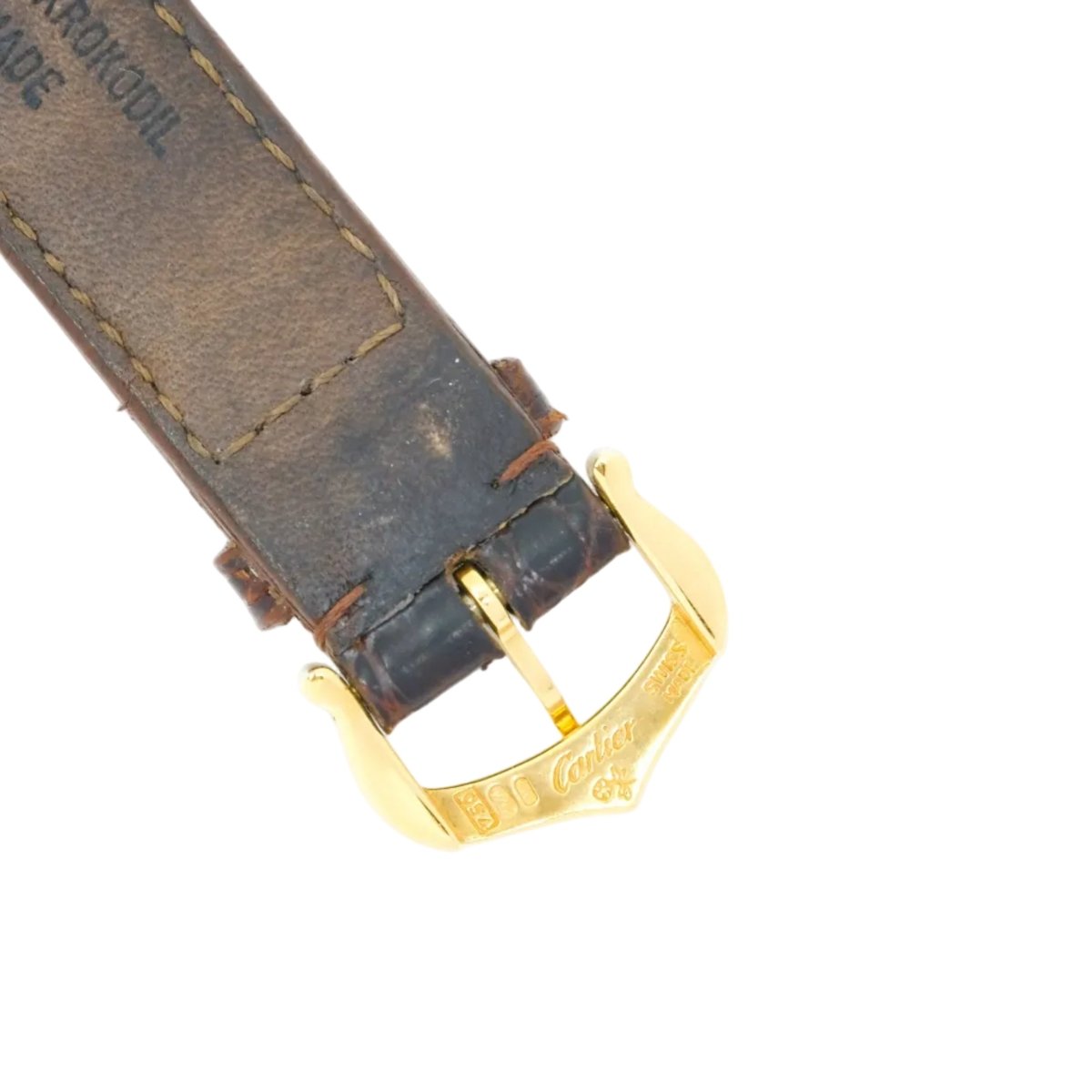 Montre CARTIER "Diabolo" en or jaune, cuir et saphir - Castafiore