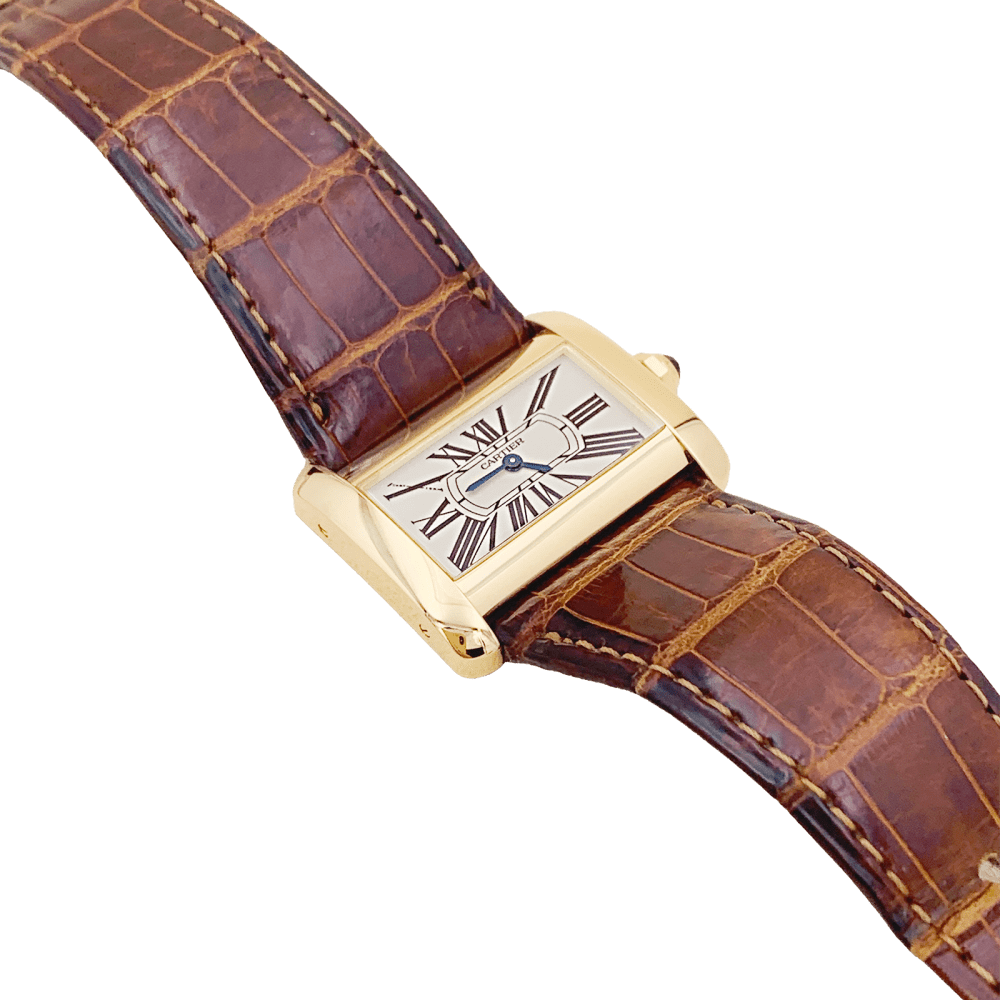 Montre CARTIER "Divan" en or jaune et cuir - Castafiore
