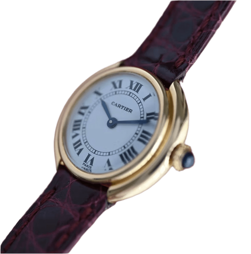 Montre CARTIER "Ellipse" en or jaune et cuir - Castafiore