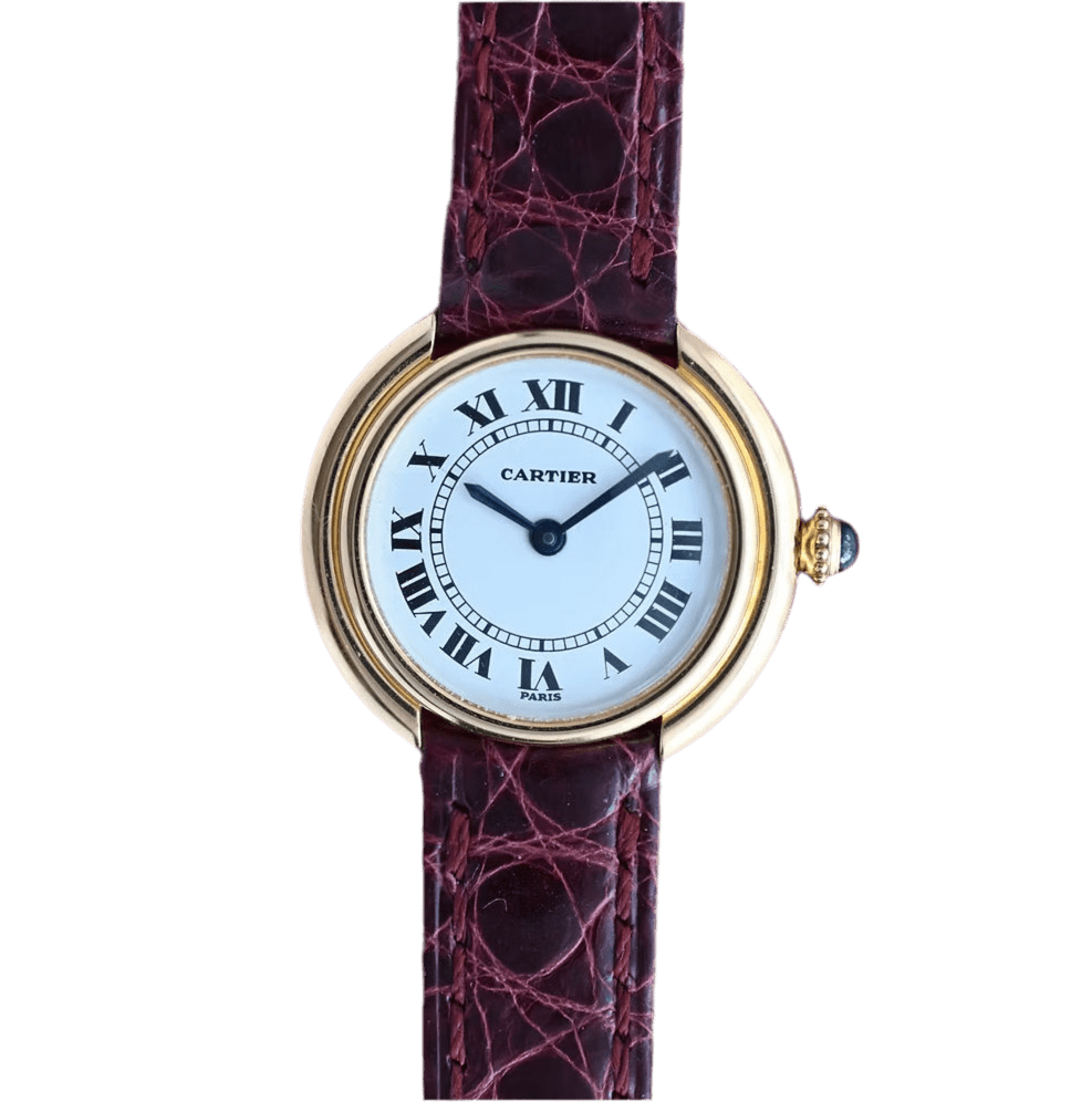 Montre CARTIER "Ellipse" en or jaune et cuir - Castafiore