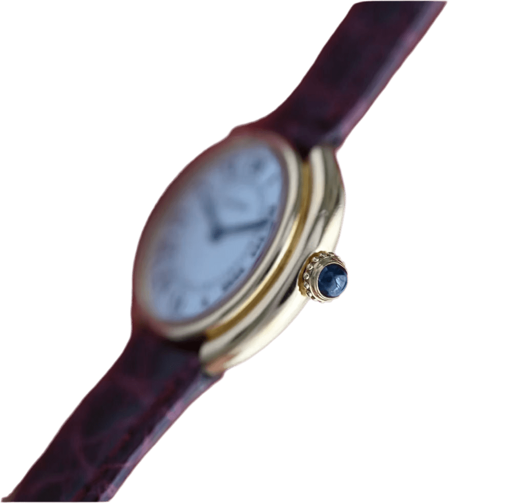 Montre CARTIER "Ellipse" en or jaune et cuir - Castafiore