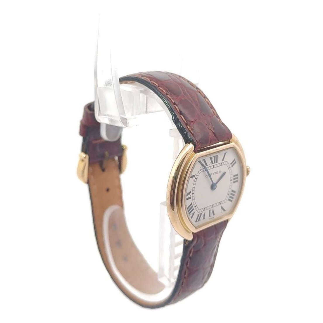 Montre CARTIER "Ellipse" en or jaune et cuir - Castafiore