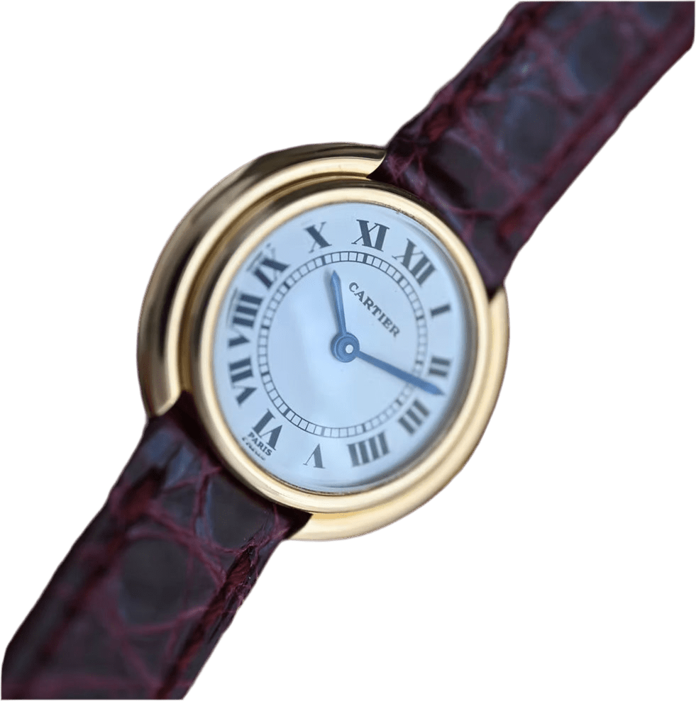 Montre CARTIER "Ellipse" en or jaune et cuir - Castafiore