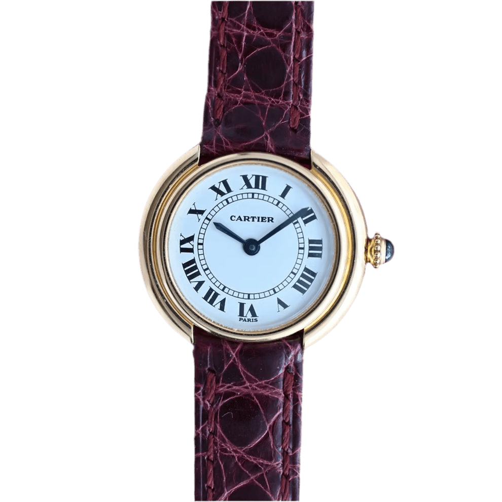 Montre CARTIER "Ellipse" en or jaune et cuir - Castafiore