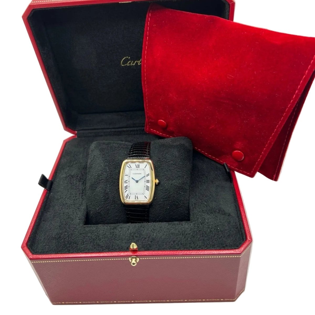 Montre CARTIER "Fabergé" en or jaune, acier et cuir - Castafiore