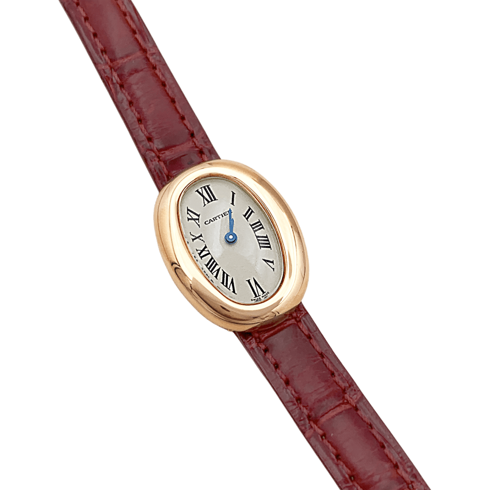 Montre CARTIER "Mini Baignoire" en or jaune, acier et cuir - Castafiore