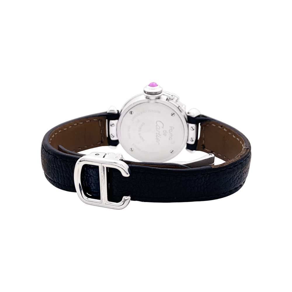 Montre CARTIER "Miss Pasha" en acier et cuir - Castafiore