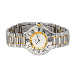 Montre CARTIER "Must de Cartier" en or jaune, acier, argent et quartz - Castafiore