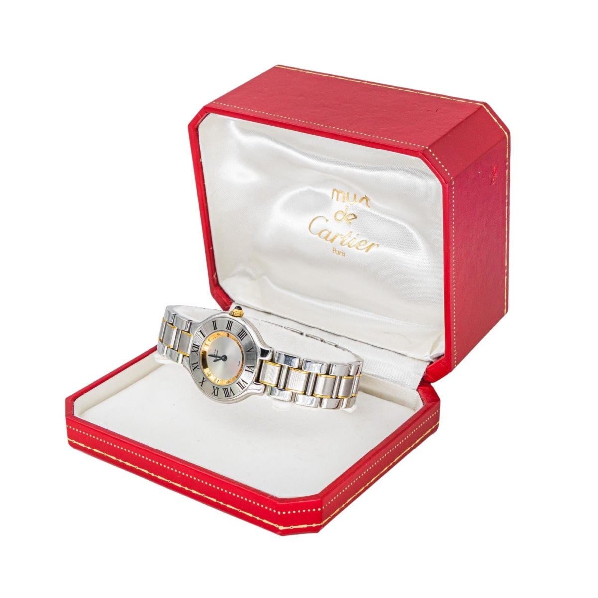 Montre CARTIER "Must de Cartier" en or jaune, acier, argent et quartz - Castafiore