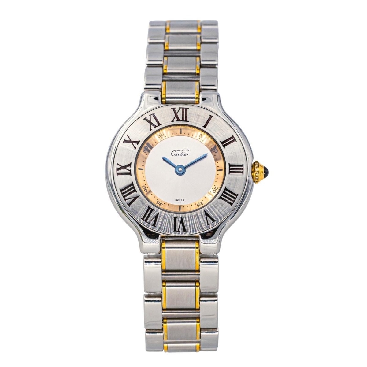 Montre CARTIER "Must de Cartier" en or jaune, acier, argent et quartz - Castafiore