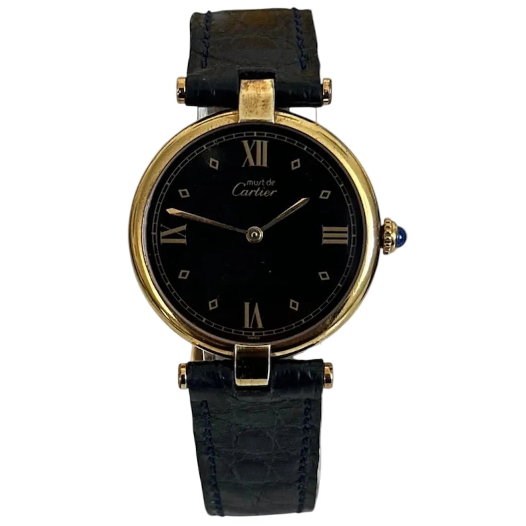 Montre CARTIER "Must de Vendôme" en vermeil et cuir - Castafiore
