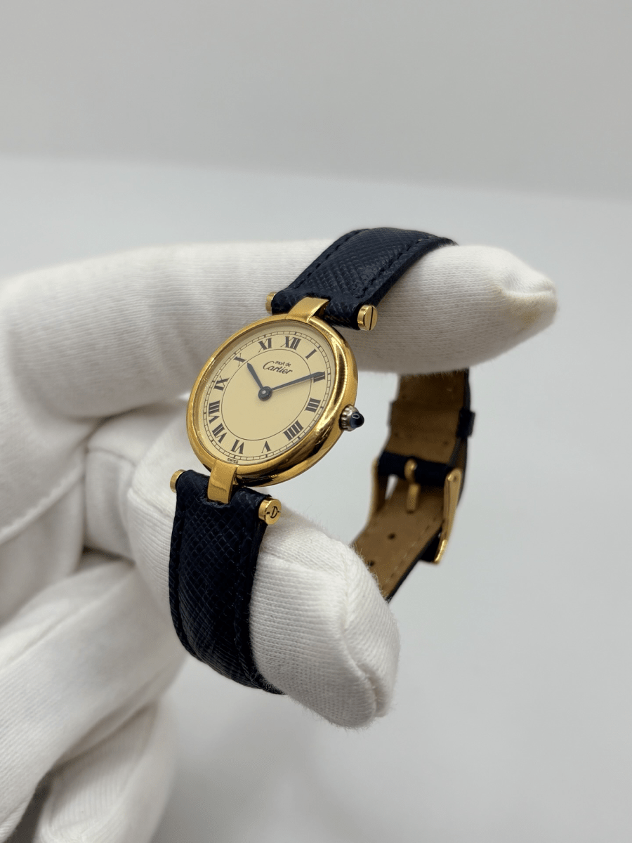 Montre CARTIER "Must Vendôme" PM en vermeil et cuir - Castafiore
