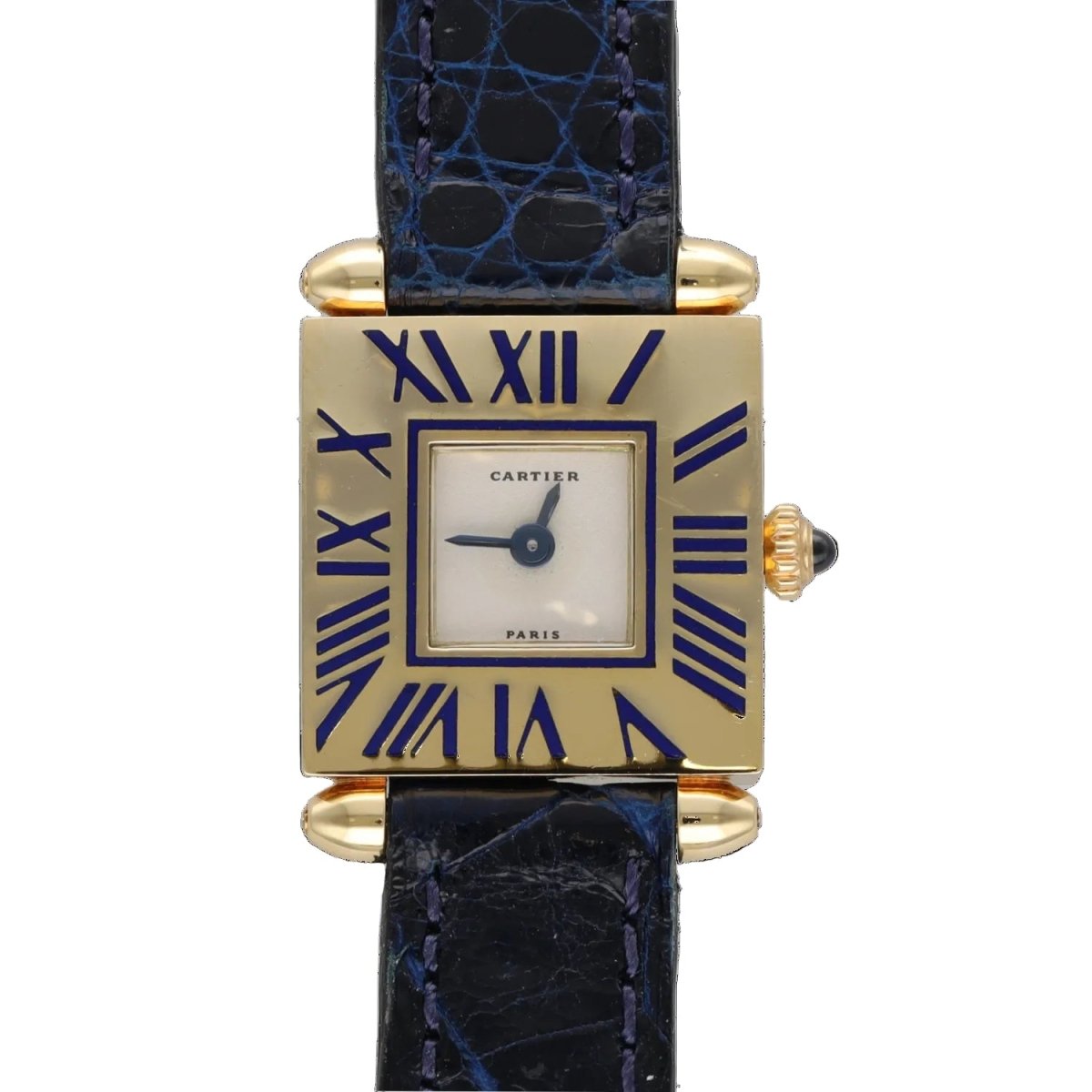 Montre CARTIER "Obus" en or jaune et cuir - Castafiore