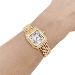 Montre CARTIER "Panthère" en or jaune, acier et diamants - Castafiore