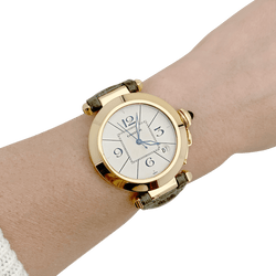 Montre CARTIER "Pasha" en or jaune, cuir. - Castafiore