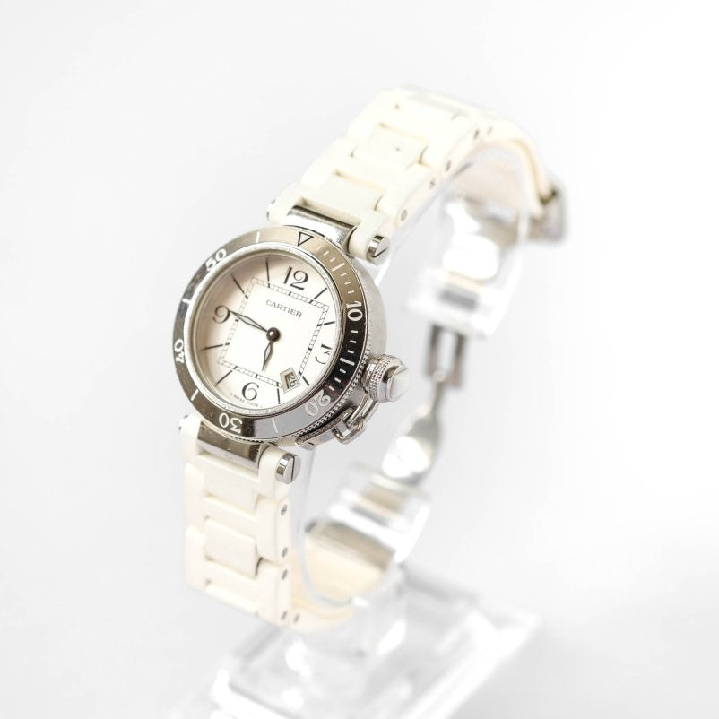 Montre CARTIER Pasha Seat Lady en acier et caoutchouc - Castafiore