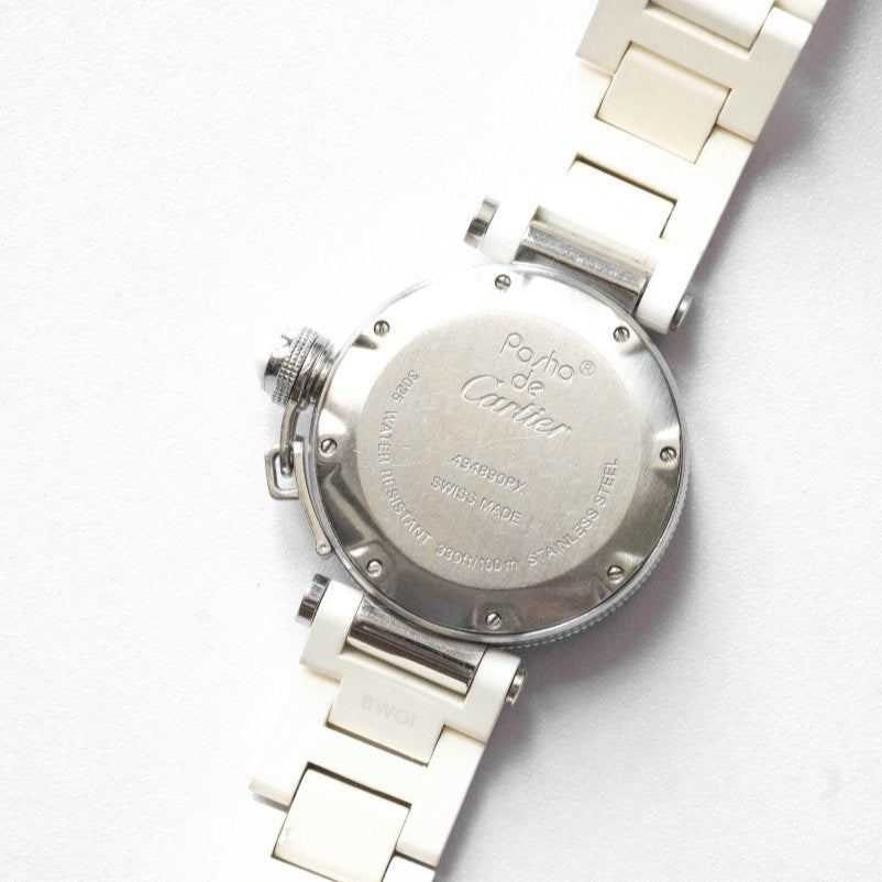 Montre CARTIER Pasha Seat Lady en acier et caoutchouc - Castafiore