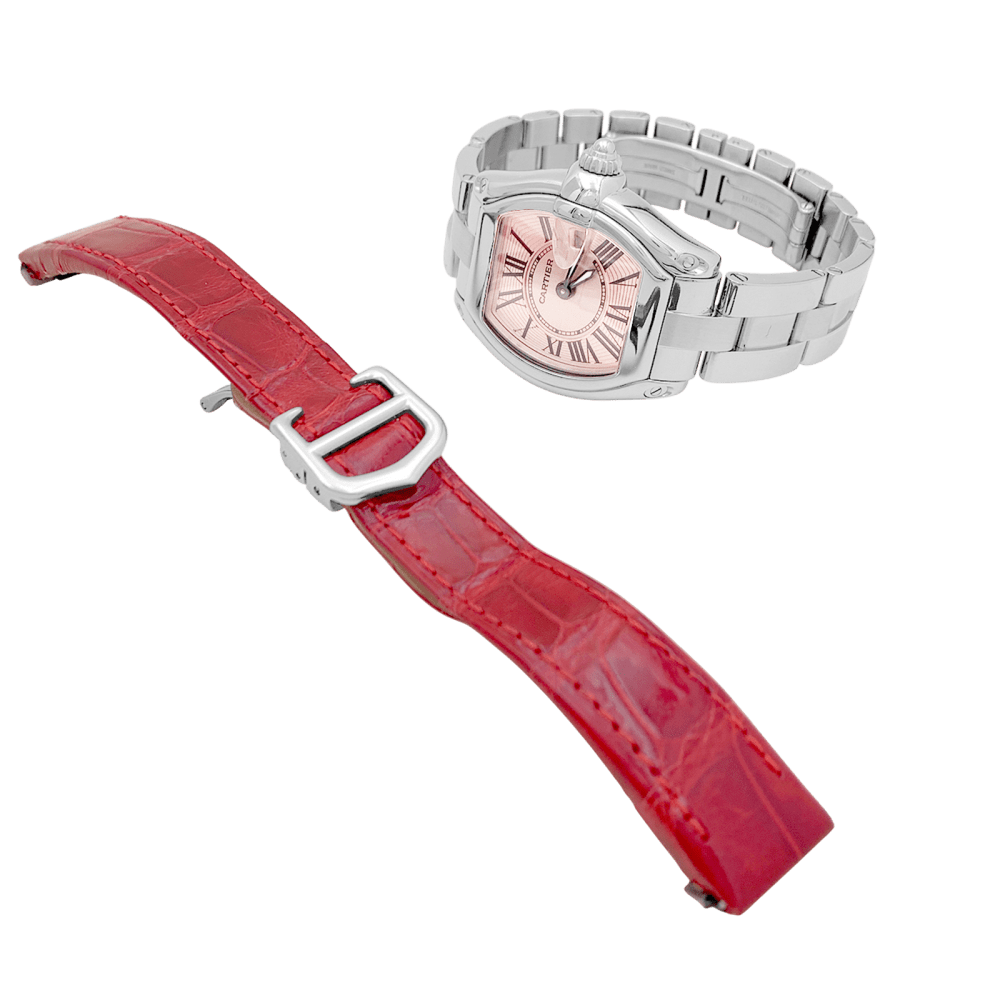 Montre CARTIER "Roadster" en acier et cuir - Castafiore