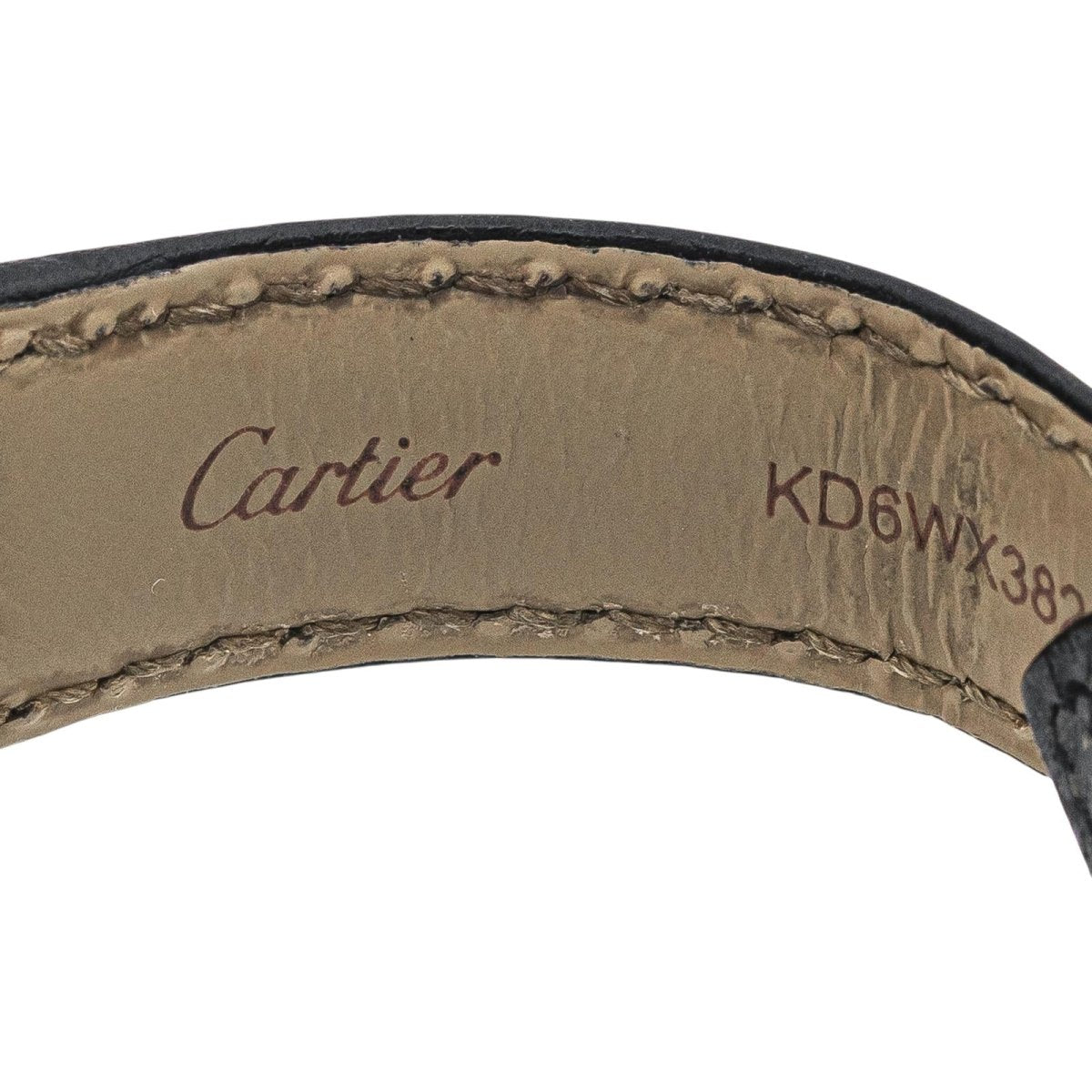 Montre CARTIER "Ronde Solo" en acier, argent, spinelle et cuir - Castafiore