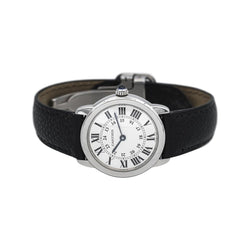Montre CARTIER "Ronde Solo" en acier, argent, spinelle et cuir - Castafiore