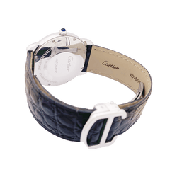 Montre CARTIER "Ronde Solo" en acier, cuir et argent - Castafiore