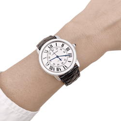 Montre CARTIER "Ronde Solo" en acier, cuir et argent - Castafiore