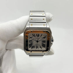 Montre CARTIER "Santos 100" en or jaune et acier inoxydable - Castafiore
