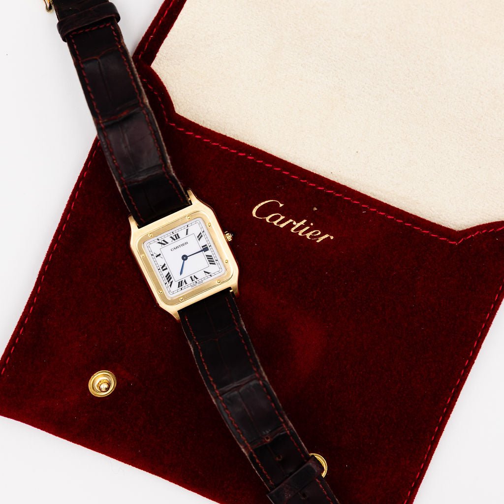 Montre CARTIER "Santos - Dumont" en or jaune et cuir - Castafiore