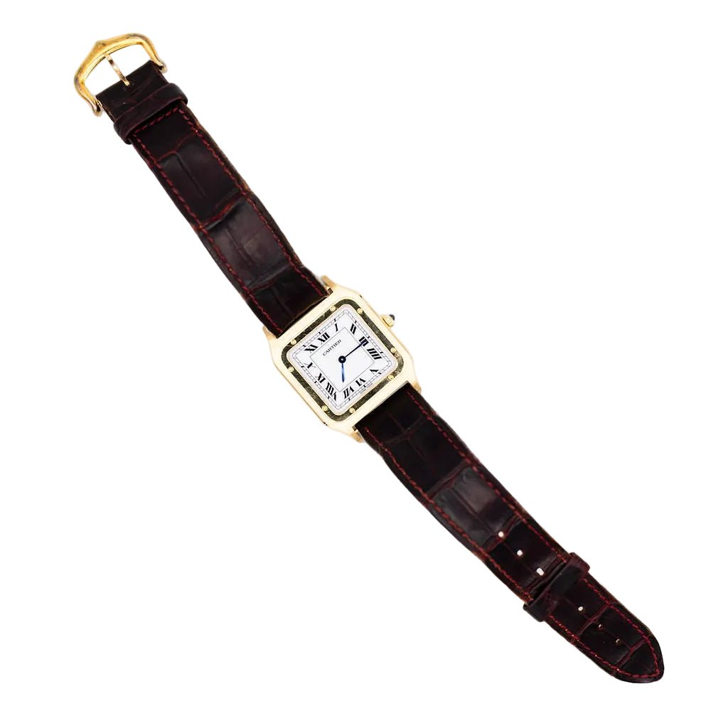 Montre CARTIER "Santos - Dumont" en or jaune et cuir - Castafiore