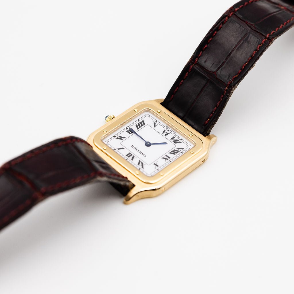 Montre CARTIER "Santos - Dumont" en or jaune et cuir - Castafiore