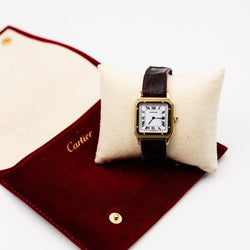 Montre CARTIER "Santos - Dumont" en or jaune et cuir - Castafiore