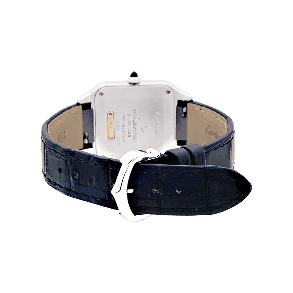 Montre CARTIER "Santos - Dumont" en or rose, acier, argent et cuir - Castafiore