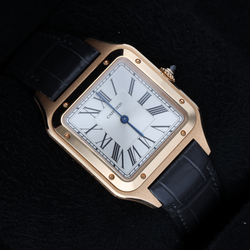 Montre CARTIER "Santos Dumont" GM en or rose et cuir - Castafiore