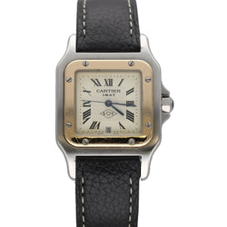Montre CARTIER "Santos" en or jaune, acier et cuir - Castafiore