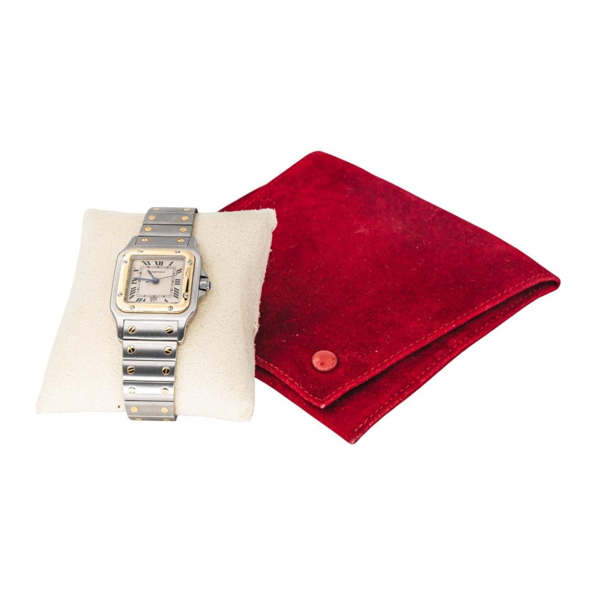 Montre CARTIER "Santos" en or jaune, acier et quartz - Castafiore
