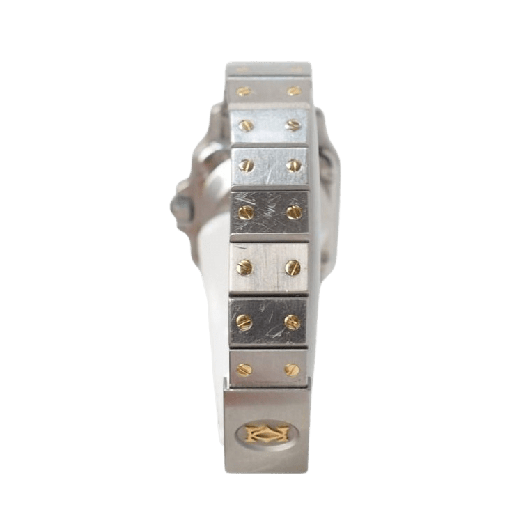 Montre CARTIER "Santos" en or jaune, acier et saphir - Castafiore